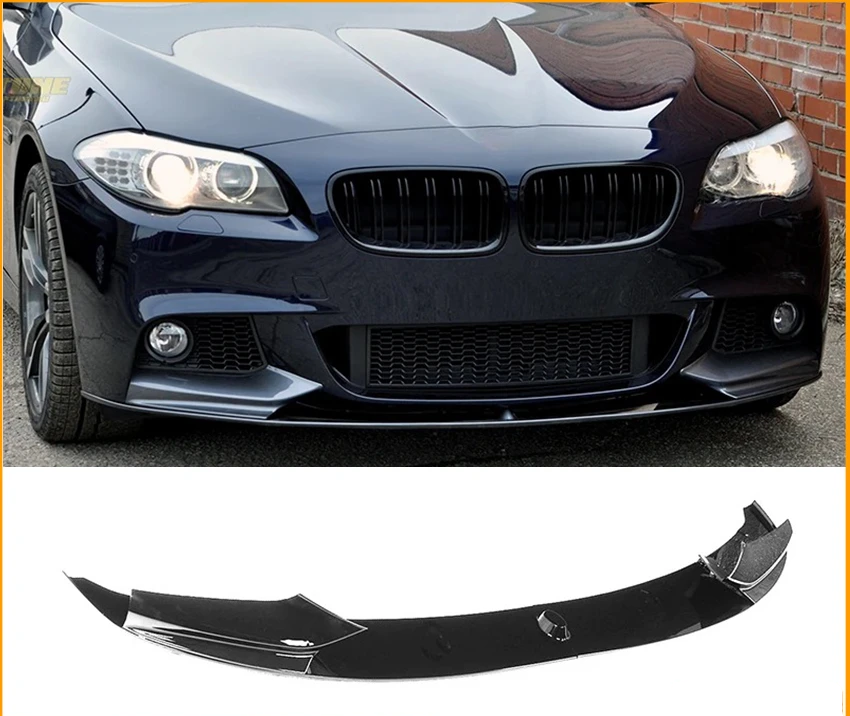 5 Series F10/F11 - Gloss Black / Carbon Look Front Bumper Lip Spoiler | 2010-2016