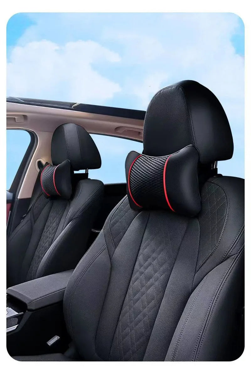 Ergonomic neck support pillow for car seat with breathable cotton padding