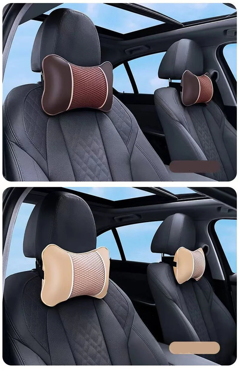 Ergonomic neck support pillow for car seat with breathable cotton padding