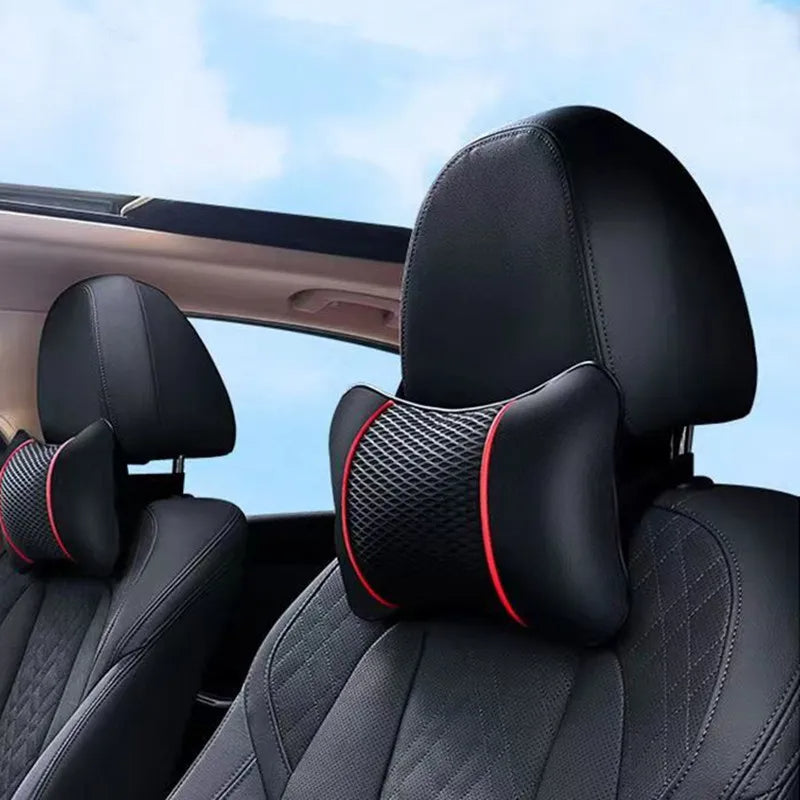 Ergonomic neck support pillow for car seat with breathable cotton padding
