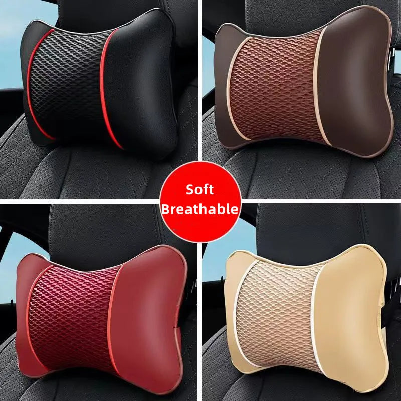 Ergonomic neck support pillow for car seat with breathable cotton padding