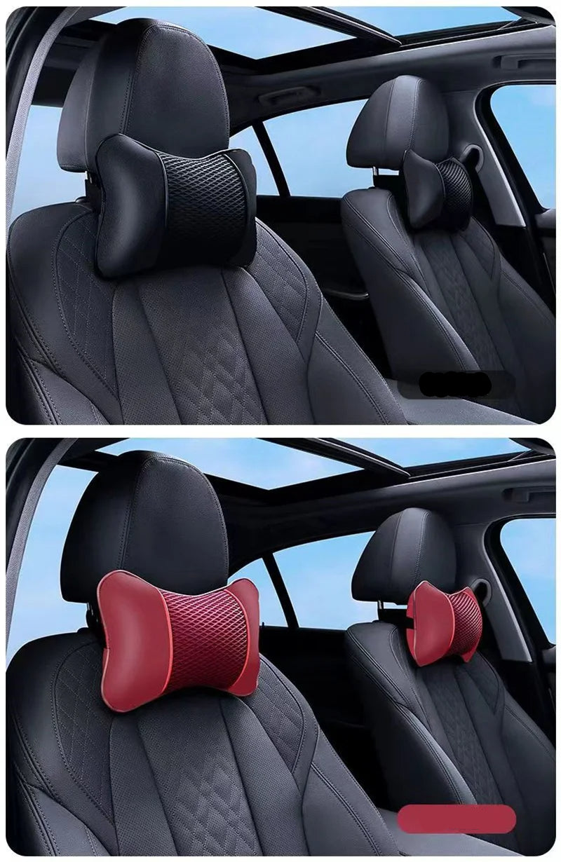 Ergonomic neck support pillow for car seat with breathable cotton padding