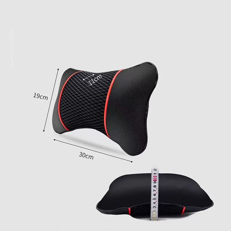 Ergonomic neck support pillow for car seat with breathable cotton padding