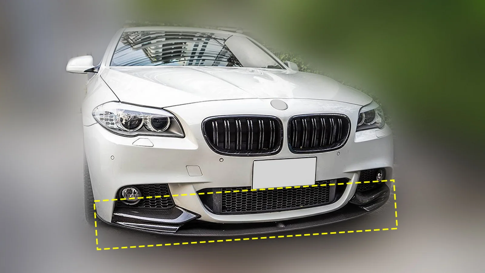 5 Series F10/F11 - Gloss Black / Carbon Look Front Bumper Lip Spoiler | 2010-2016