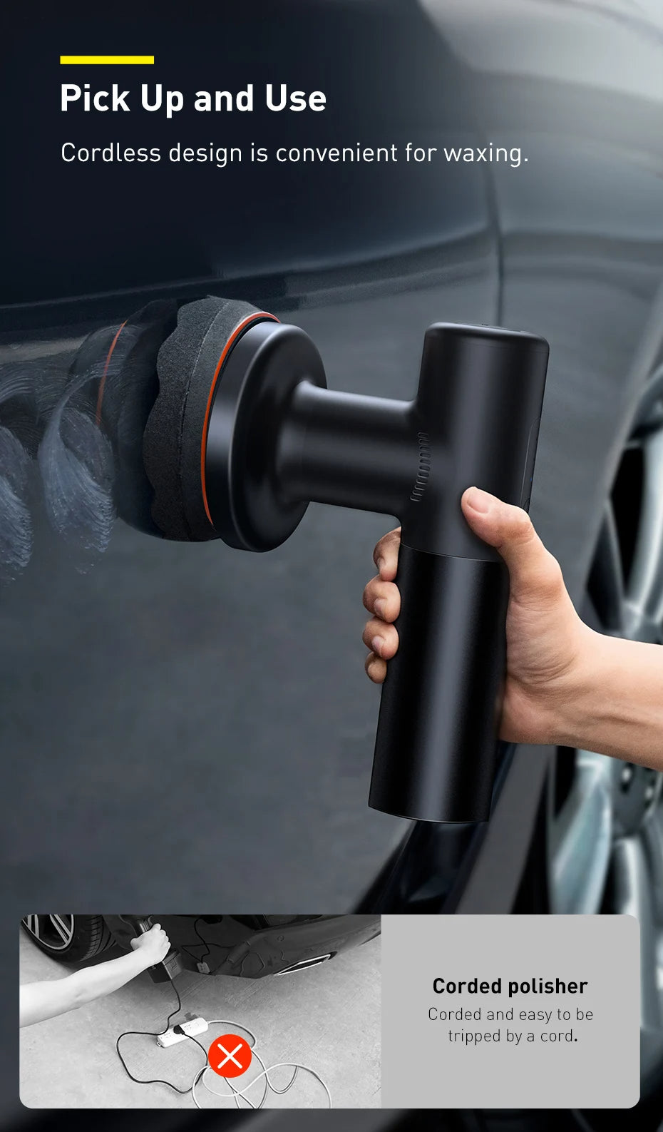 Wireless rechargeable car polishing tool for detailing and waxing