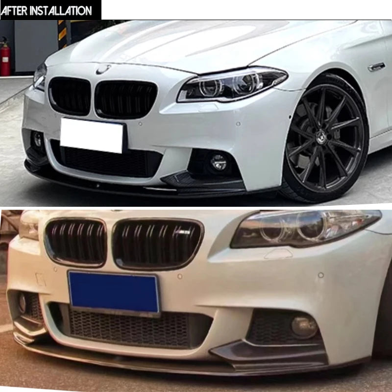 5 Series F10/F11 - Gloss Black / Carbon Look Front Bumper Lip Spoiler | 2010-2016