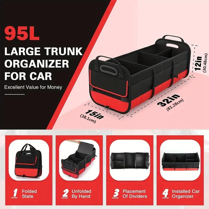 Large Car Boot Organiser – Foldable with Compartments
