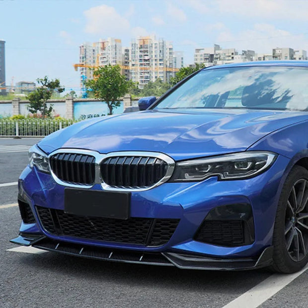 3 Series G20/G21 - Gloss Black / Carbon Look Front Bumper Lip Spoiler Kit | 2019-2022