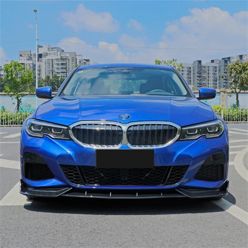 3 Series G20/G21 - Gloss Black / Carbon Look Front Bumper Lip Spoiler Kit | 2019-2022
