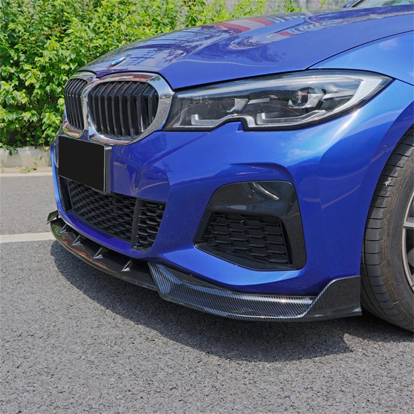 3 Series G20/G21 - Gloss Black / Carbon Look Front Bumper Lip Spoiler Kit | 2019-2022