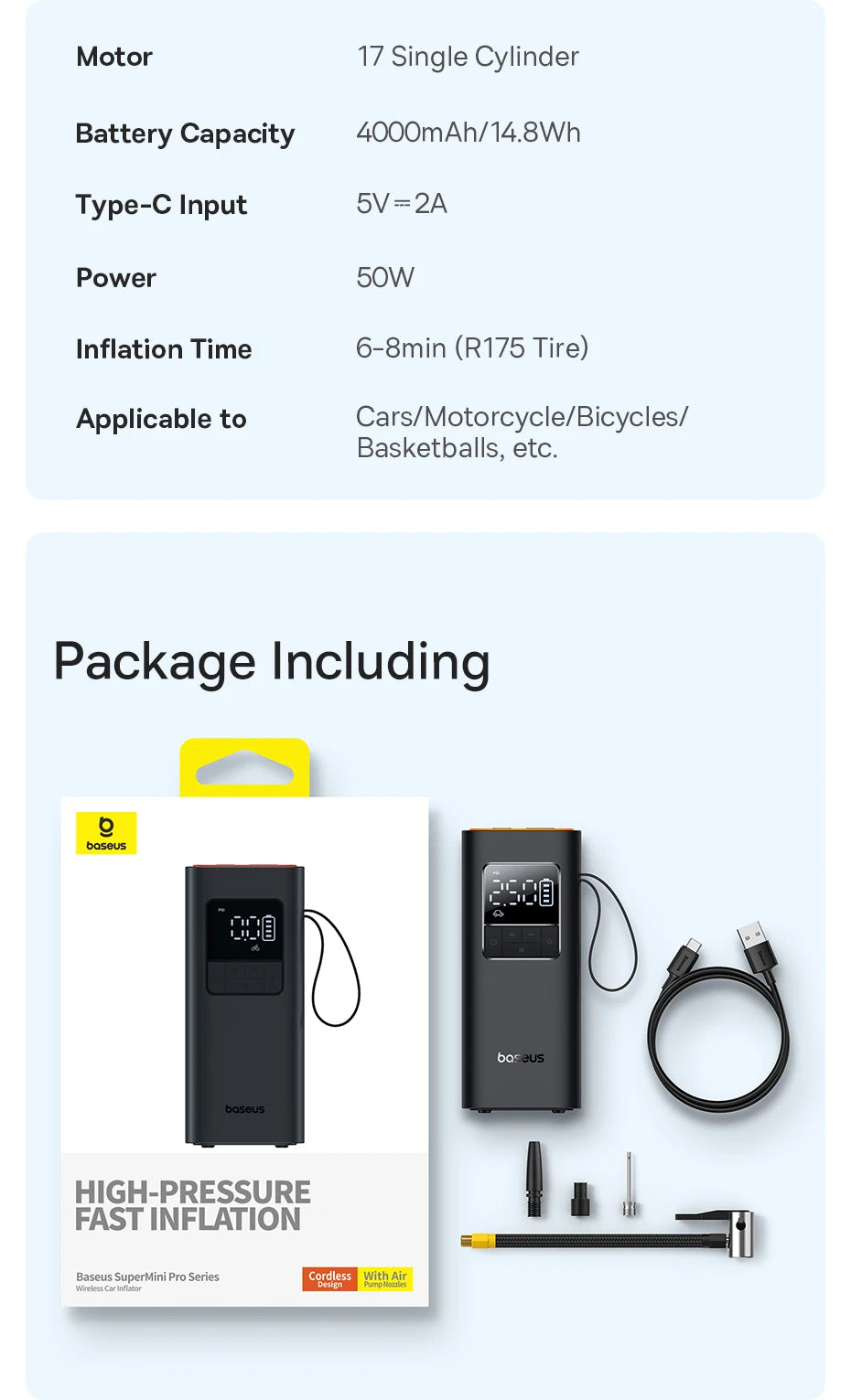 Smart Digital Portable Tyre Inflator – Cordless Air Pump for Car, Bike & More