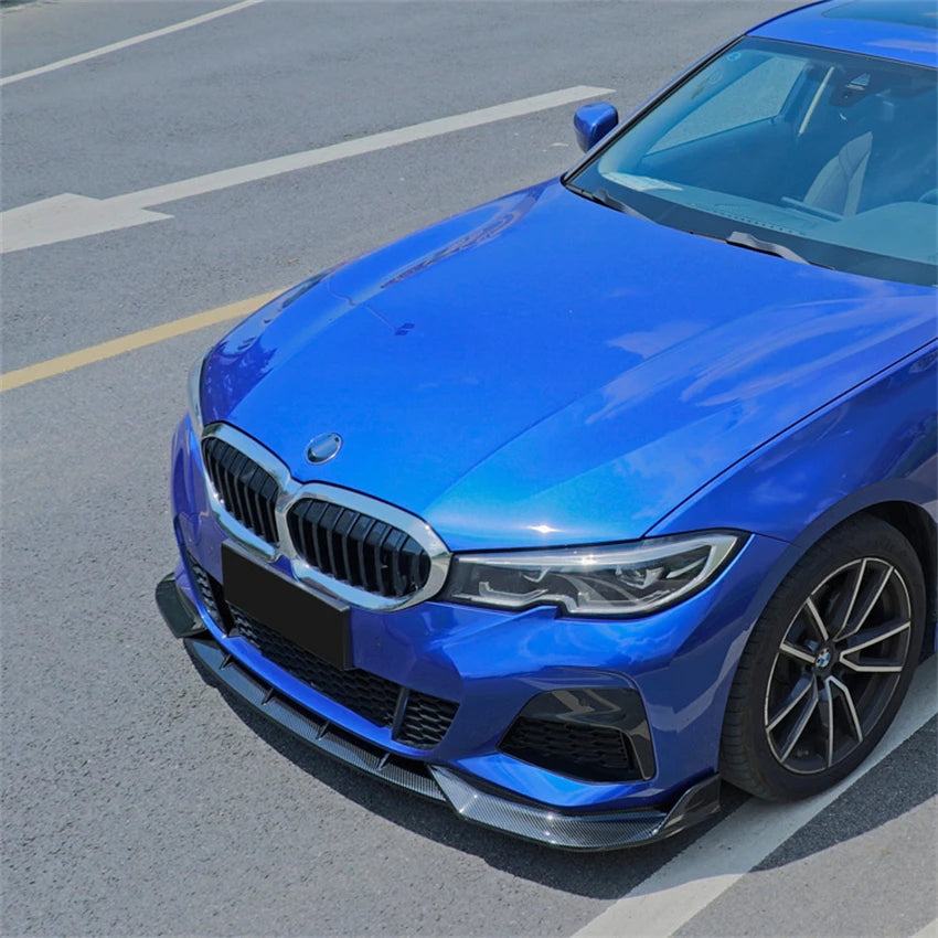 3 Series G20/G21 - Gloss Black / Carbon Look Front Bumper Lip Spoiler Kit | 2019-2022
