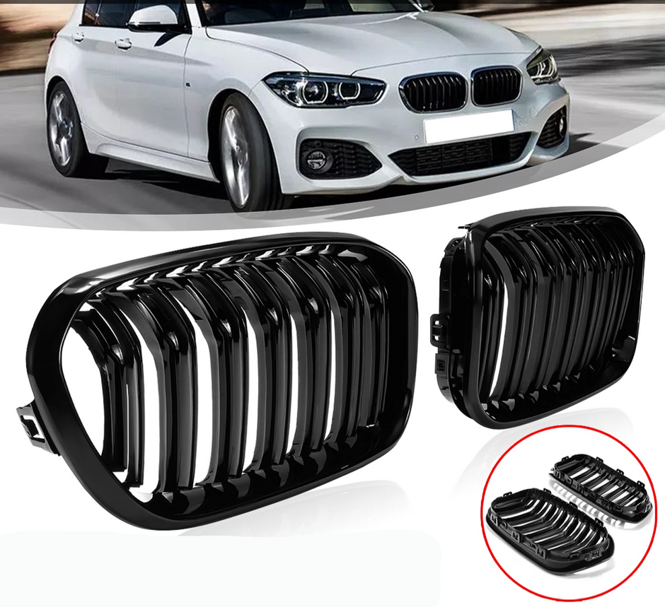 1 Series F20/F21 - Gloss Black Front Kidney Grille | 2015-2019 LCI