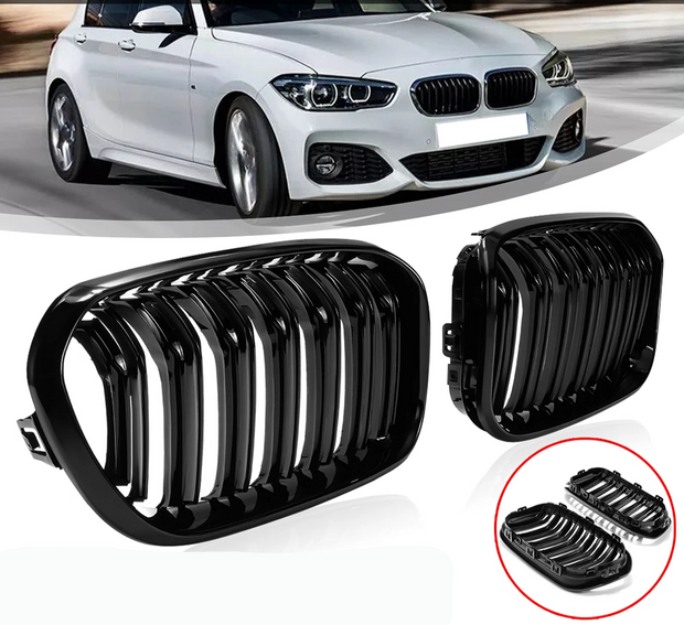 1 Series F20/F21 - Gloss Black Front Kidney Grille | 2015-2019 LCI
