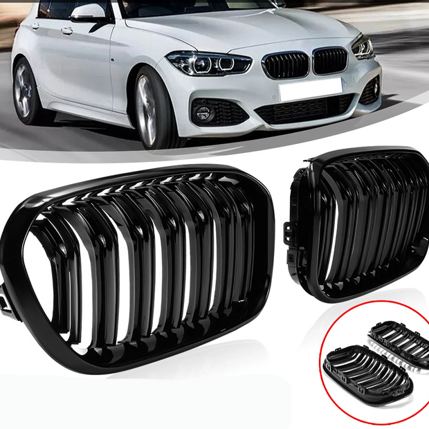 1 Series F20/F21 - Gloss Black Front Kidney Grille | 2015-2019 LCI