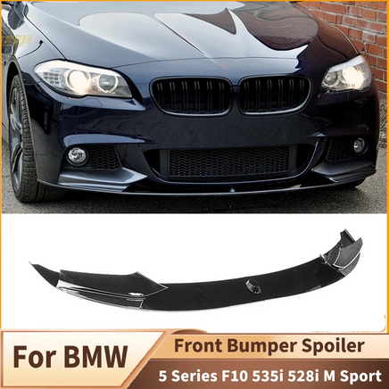 Front Bumper Lip Spoiler – Gloss Black / Carbon Look (F10/F11 2010–2016 M Sport)