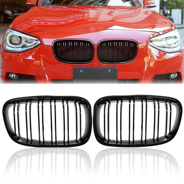 1 Series F20/F21 - Gloss Black Front Kidney Grille | 2011-2015 Pre-LCI