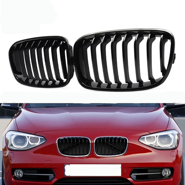 1 Series F20/F21 - Gloss Black Front Kidney Grille | 2011-2015 Pre-LCI