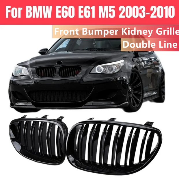 5 Series E60/E61 - Gloss Black Double Slat Front Kidney Grille | 2003–2010