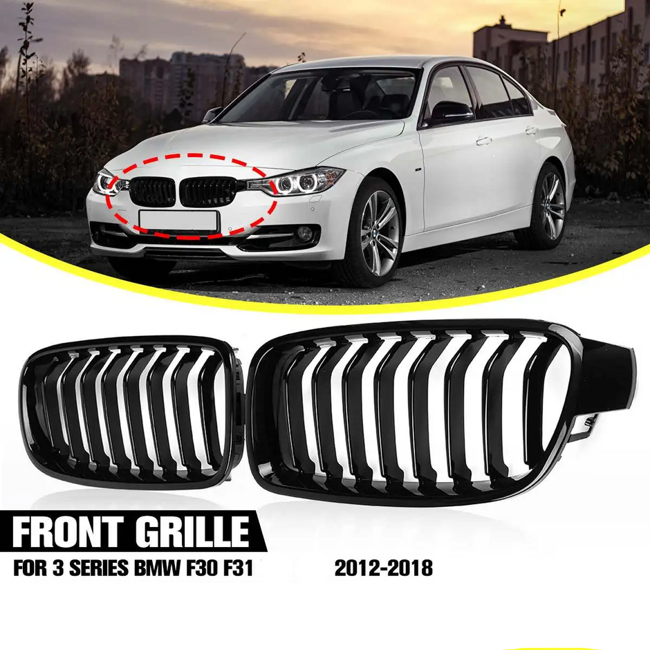 3 Series F30/F31 - Gloss Black Front Kidney Grille | 2012-2019
