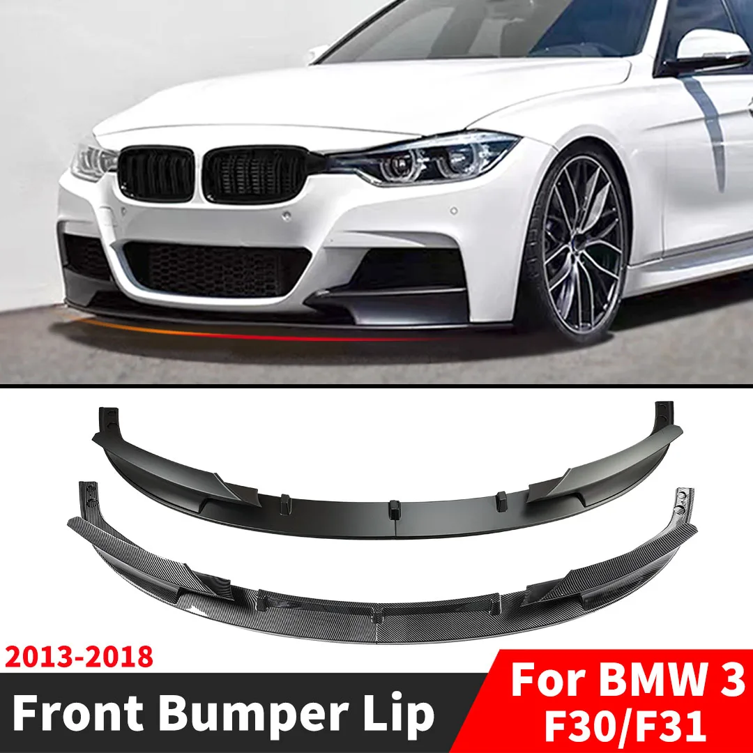 3 Series F30/F31 - Gloss Black / Carbon Look Front Bumper Lip Spoiler | 2013-2018