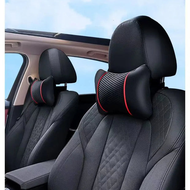 Ergonomic neck support pillow for car seat with breathable cotton padding