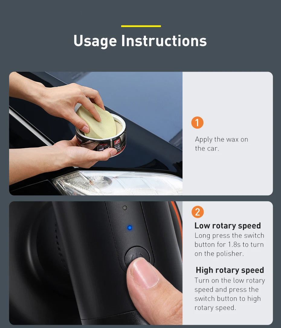 Wireless rechargeable car polishing tool for detailing and waxing