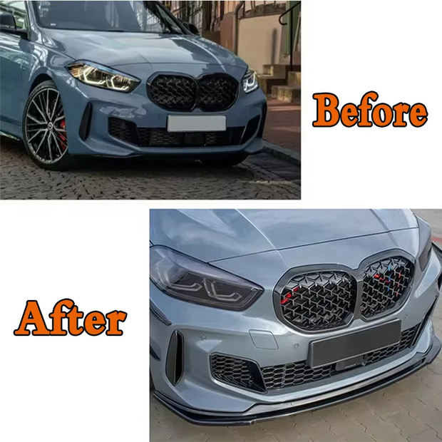 1 Series F40 - Gloss Black / Carbon Look Front Bumper Lip Spoiler | 2020-2025