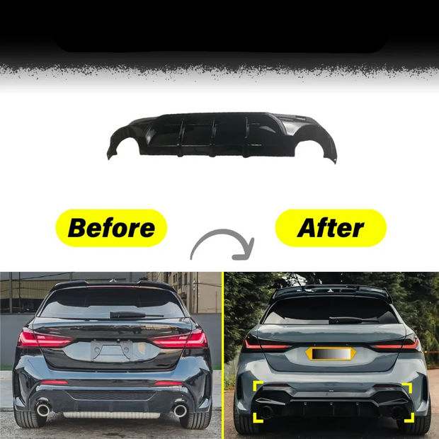 1 Series F40 - Gloss Black Rear Bumper Diffuser | 2019-2025