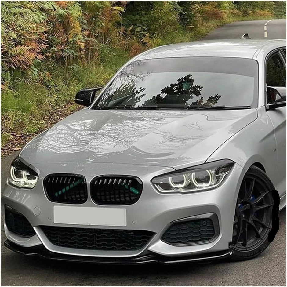 1 Series F20/F21 - Gloss Black / Carbon Look Front Bumper Lip Spoiler | 2015-2019