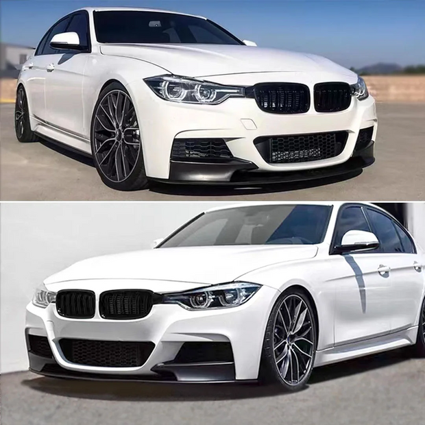 3 Series F30/F31 - Gloss Black / Carbon Look Front Bumper Lip Spoiler | 2013-2018