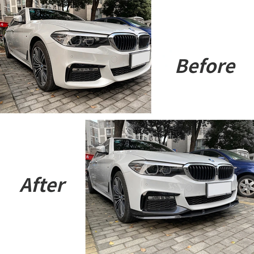 5 Series G30/G31 - Gloss Black/Carbon Look Front Bumper Lip Spoiler | 2017–2023