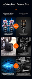 High-Power Dual Cylinder Cordless Tyre Inflator – 250W Portable Air Pump
