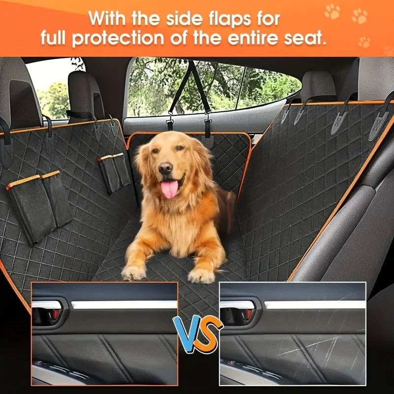 Pet car seat protector fully covering back seat – waterproof and easy to clean