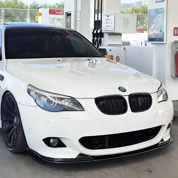 5 Series E60/E61 - Gloss Black / Carbon Look Front Bumper Lip Spoiler | 2005-2010
