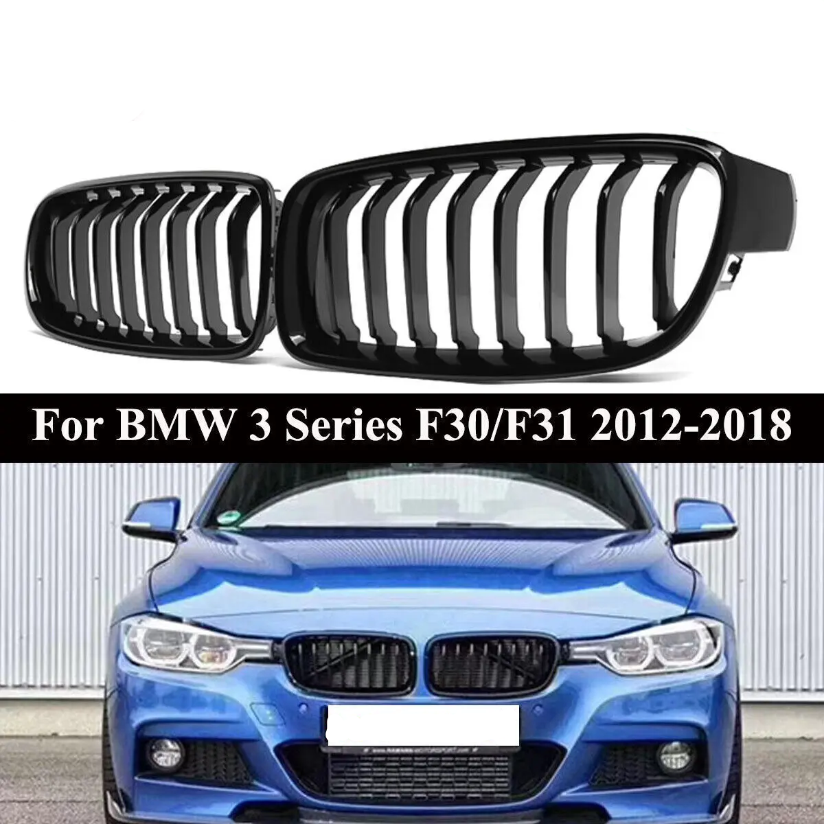 3 Series F30/F31 - Gloss Black Front Kidney Grille | 2012-2019
