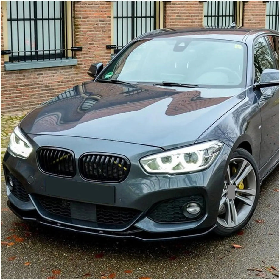 1 Series F20/F21 - Gloss Black / Carbon Look Front Bumper Lip Spoiler | 2015-2019