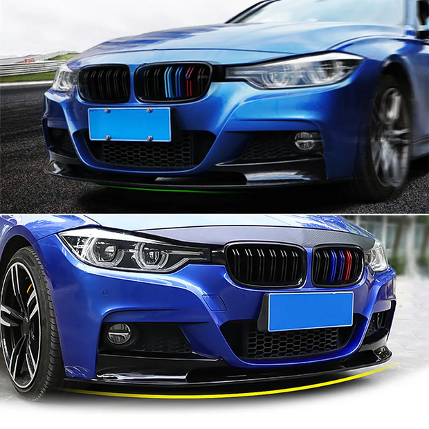 3 Series F30/F31 - Gloss Black / Carbon Look Front Bumper Lip Spoiler | 2013-2018
