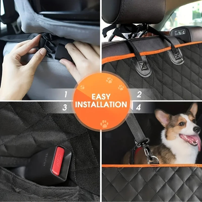 Pet car seat protector fully covering back seat – waterproof and easy to clean
