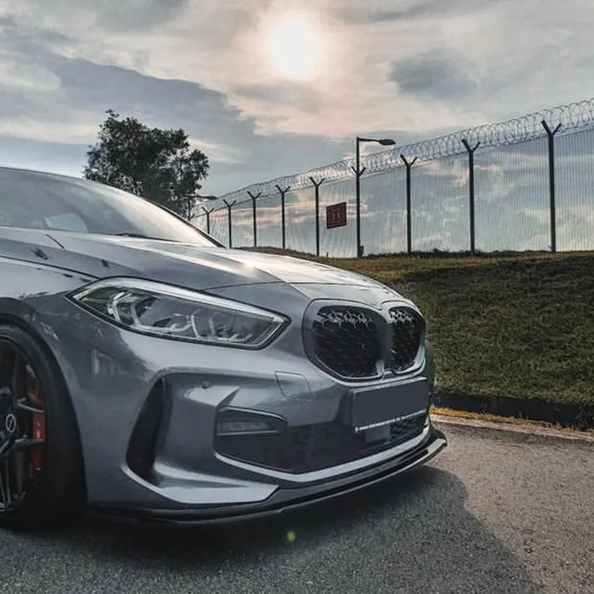 1 Series F40 - Gloss Black / Carbon Look Front Bumper Lip Spoiler | 2020-2025