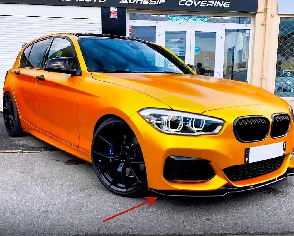 1 Series F20/F21 - Gloss Black / Carbon Look Front Bumper Lip Spoiler | 2015-2019