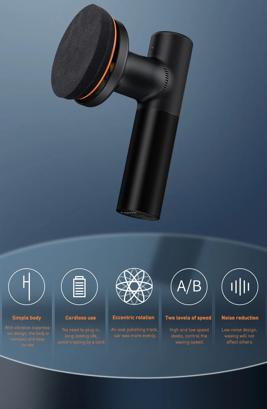 Wireless rechargeable car polishing tool for detailing and waxing
