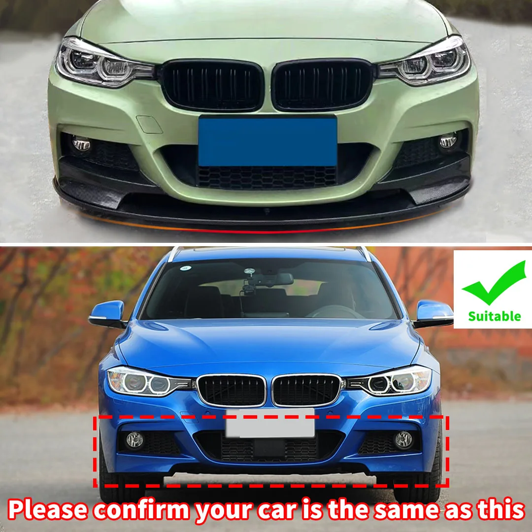 3 Series F30/F31 - Gloss Black / Carbon Look Front Bumper Lip Spoiler | 2013-2018