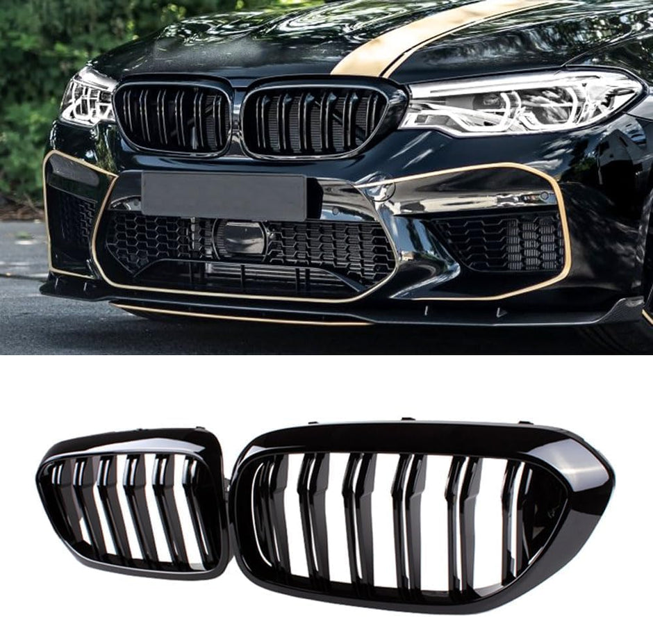 5 Series G30/G31/F90 - Gloss Black / Matte Black Front Double-Slat Kidney Grille | 2017-2019