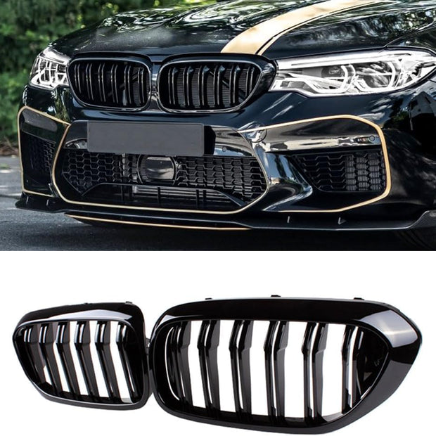 5 Series G30/G31/F90 - Gloss Black / Matte Black Front Double-Slat Kidney Grille | 2017-2019