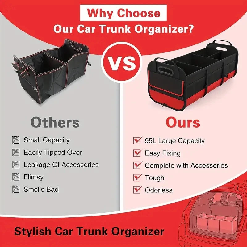 Large Car Boot Organiser – Foldable with Compartments