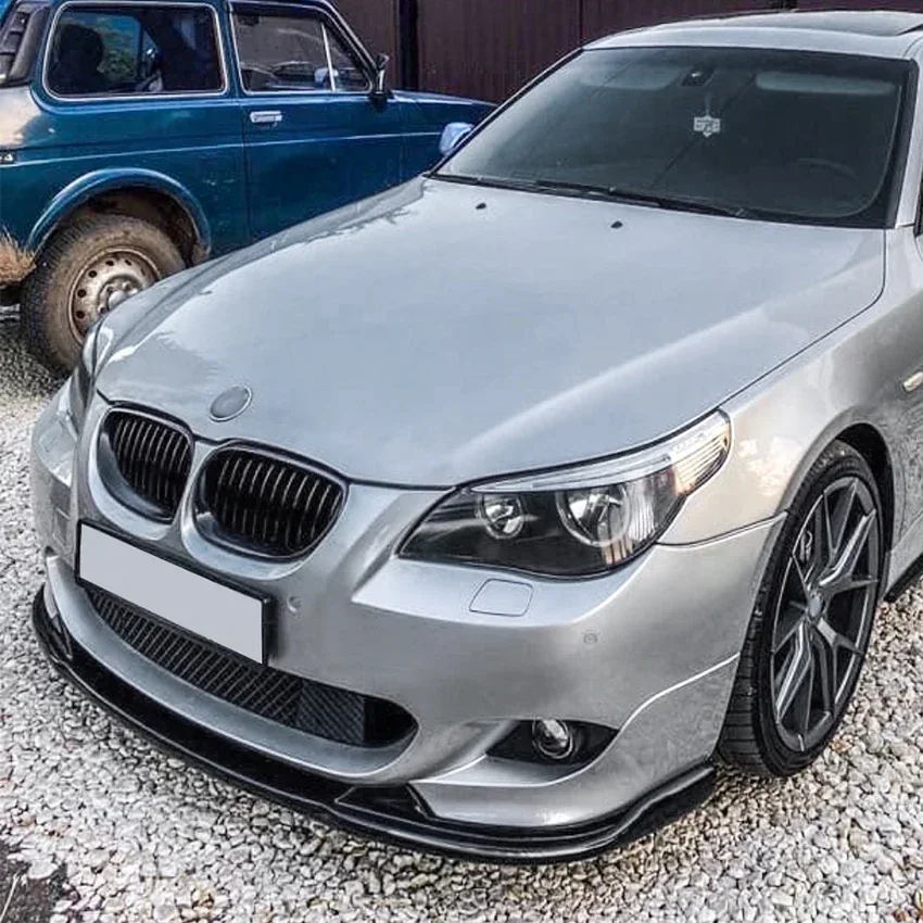 5 Series E60/E61 - Gloss Black / Carbon Look Front Bumper Lip Spoiler | 2005-2010