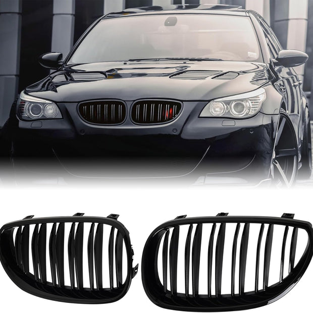 5 Series E60/E61 - Gloss Black Double Slat Front Kidney Grille | 2003–2010