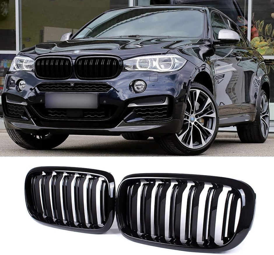 X5 X6 F15/F16/F85/F86 - Gloss Black Front Double-Slat Kidney Grille | 2014-2018