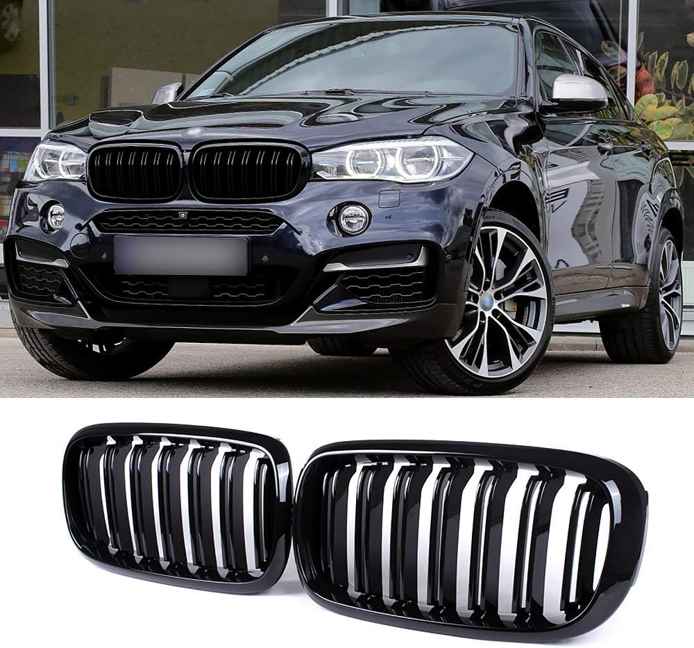 X5 X6 F15/F16/F85/F86 - Gloss Black Front Double-Slat Kidney Grille | 2014-2018